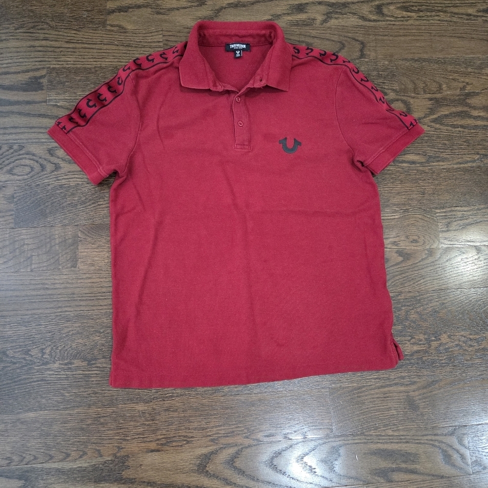 True Religion Men's Polo Shirt in Bold Red Sz.M